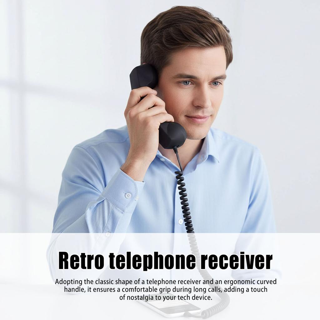 Retro Phone Handset Ergonomics Landline Handle Receiver Portable Vintage Phone Headset for Cell Mobile Video Conferences