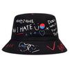 Reversible Graffiti Heart Bucket Hat Small Batch Custom Printed Embroidered Logo Fisherman Hat Stable Supply