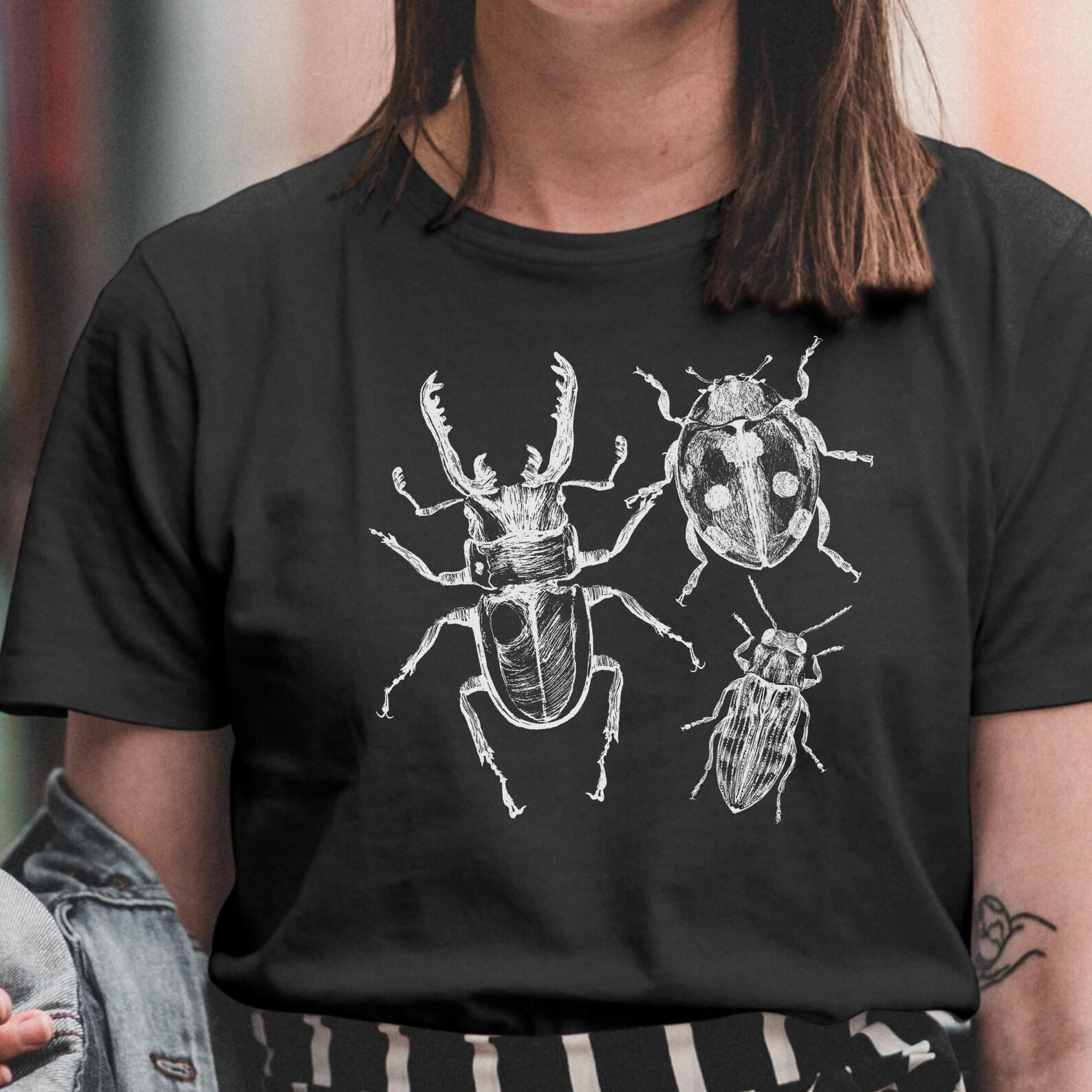 Beetle Blockprint T-Shirt, Entomology Insect Print Clothing 4XL