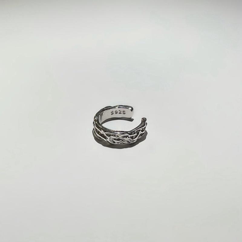 Dark Style Irregular Ear Bone Clip in S925 Silver - Trendy, No Piercing Needed