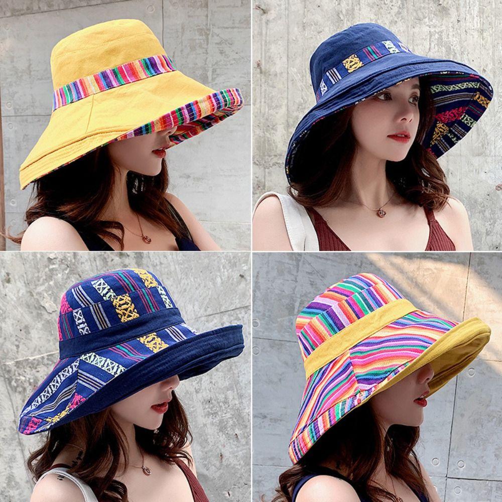 Travel Out Door Summer Retro Sun Protection National Wide Brim Beach Sun Hat Womens Sun Hat