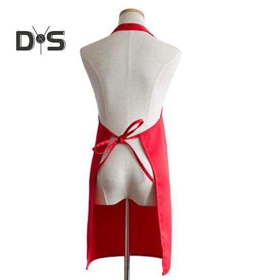 Chef Apron Solid Color Waterproof Polyester Cotton Hanging Neck Apron