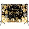 1 piece, 2D flat design, 1 black and gold birthday party decorative background, suitable for party birthday decorations, wsj
