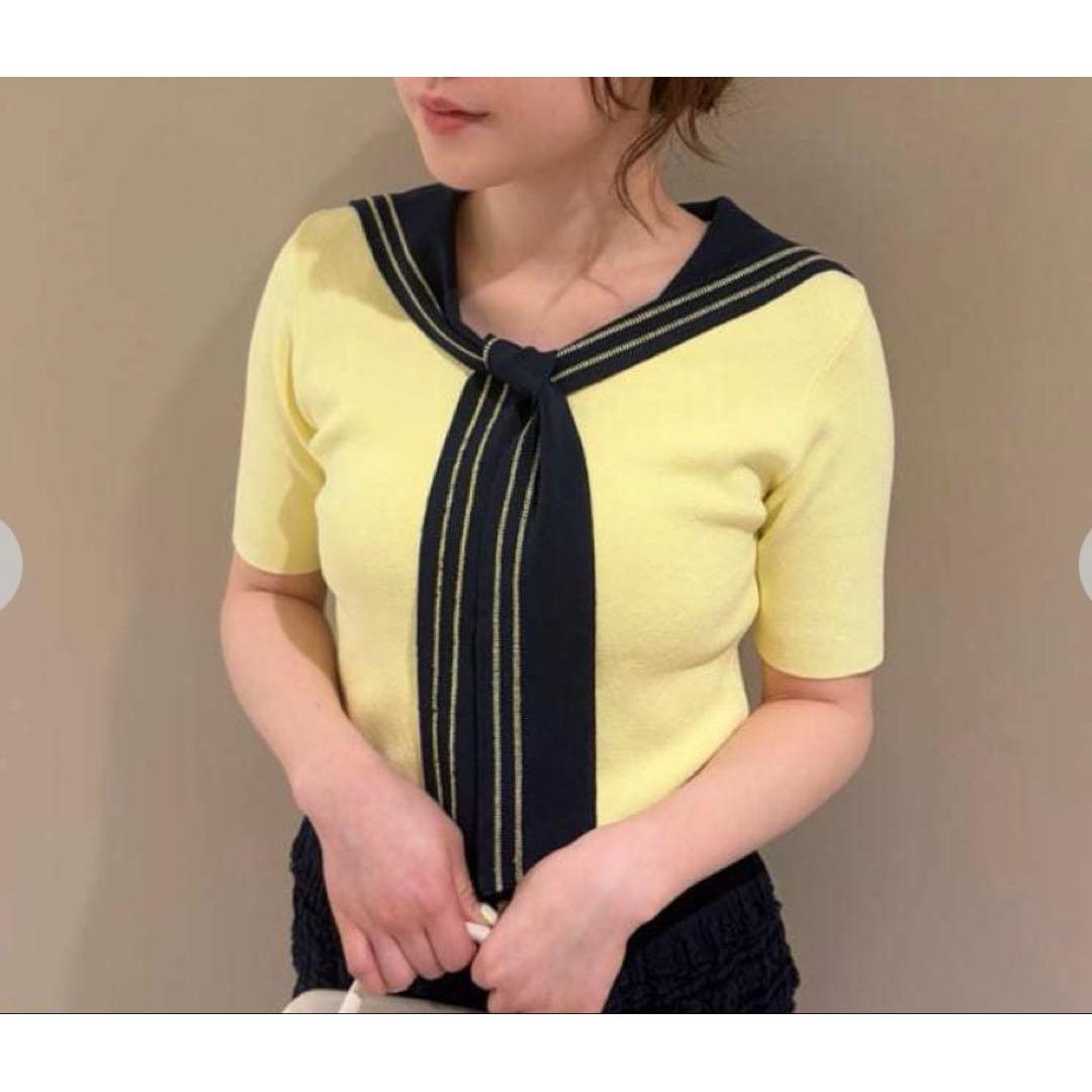 LILY BROWN Layered sailor collar knit yellow