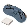 Genuine Leather Eyeglass Case Slim 17cm Soft Travel Sunglasses Pouch with Cleaning Cloth Handmade Top-Grain Cowhide Glasses Holder for Reading Glasse