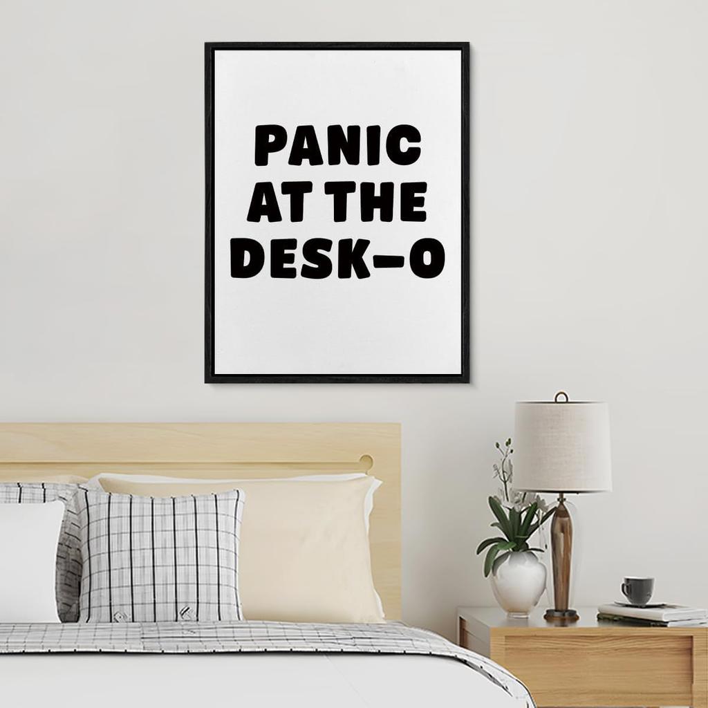 Funny Office Framed Canvas Wall Art Panic at the Desk-O Poster Print Wall Decor Mental Health Minimalist Painting Home Office Bedroom Decoration