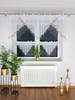 Kitchen Curtain Decorated with Beads and Zircons - Beige