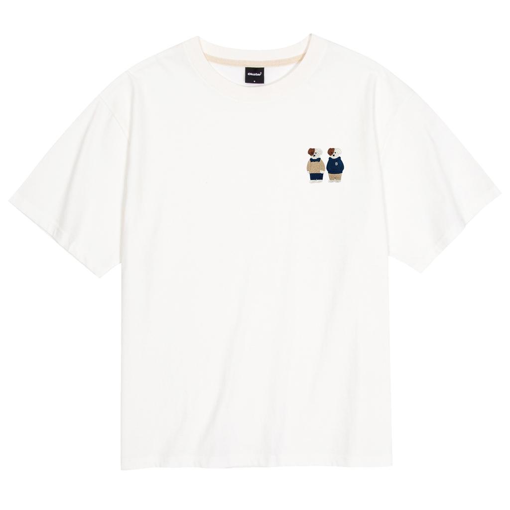 OKSTAR Cool Cotton Oversized Mini Me Friends Brodog Embroidered Short Sleeve T-Shirt