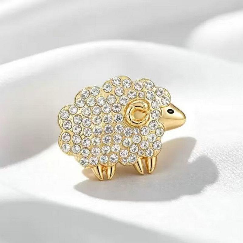 Cute Sheep Brooches For Women Lamb Pin Y2K Shiny Pearl Crystal Lapel Pins Badges 2027 New Year Gifts Fashion Jewelry Accessories