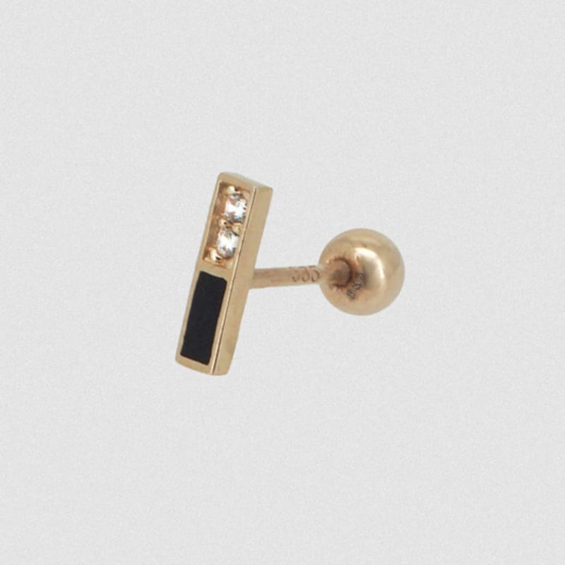 Youngglow 14k Black Half Cubic Bar Piercing