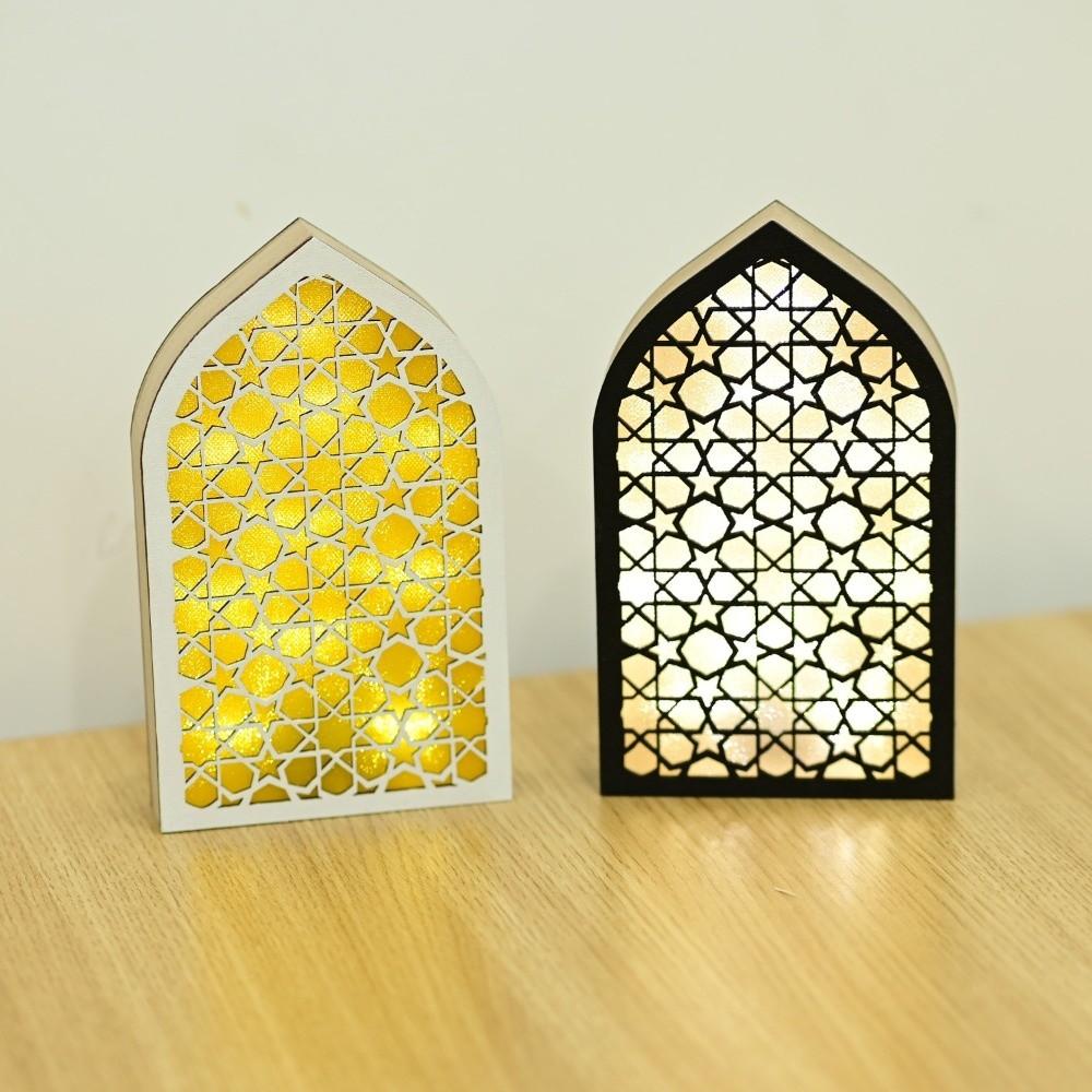 LED Eid Desktop Ornament Creative Eid Wooden Decoration Handmade Night Light Ornament  Banquet
