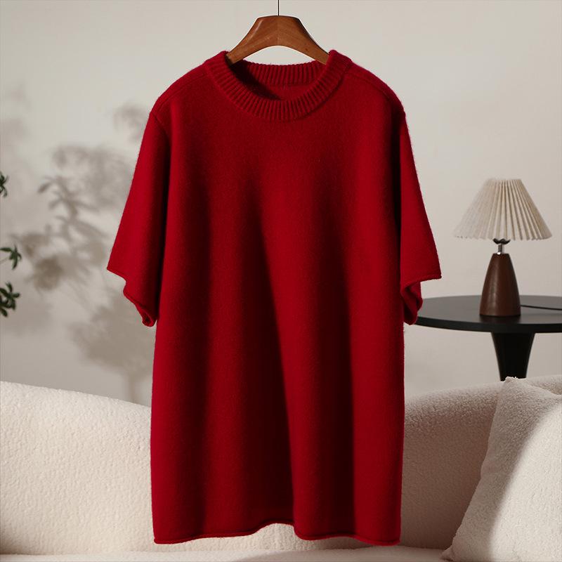 Autumn/Winter Women's 30% Cashmere Loose Knit Five-Sleeve Top