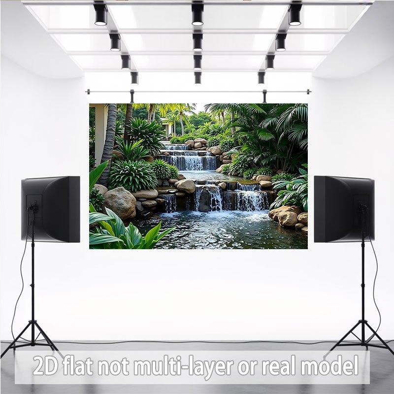 2D-Flachdesign, 1 Stück Kaktusgarten-Wasserfall-Banner - 2D-Flachdesign, geeignet für Winter-/Frühlings-/Herbstveranstaltungen