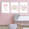 Child Canvas Print Pink Cartoon Cloud Sun Rainbow Wall Art Painting Nursery Poster Nordic Wall Pictures For Baby Kids Room Decor