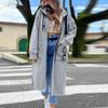Women's Fashion Jacket Casual Solid-color Long-sleeved Cardigan Hoodie Long Coat