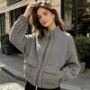 Womens Oversized Neutral Trench Coat Black White Plaid 2026 Loose Fit Stand Collar Zipper Long Sleeve
