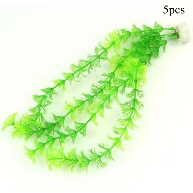 3pcs/5pcs Plastic Aquarium Fish Tank Decor Water Weeds Plant Artificial Green Grass