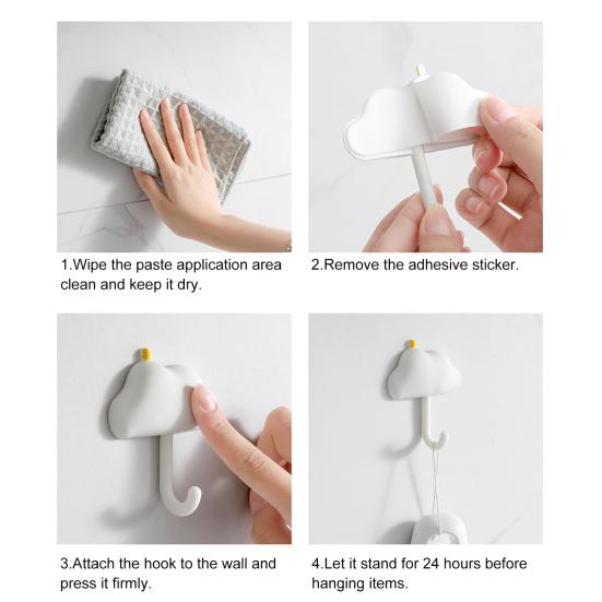 3 ks Roztomilý nástěnný háček Samolepicí Nástěnný Kuchyňský háček Mrak Měsíc Dekorativní háček Věšák na ručníky pro Organizaci Domova Ložnice Koupelny