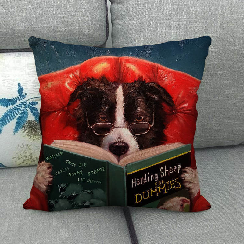 Oil Painting Of Animals - Pigs And Sheep Digital Printing Short Plush Pillow Covers For Car Sofa Office Cushion Cover Home Goods