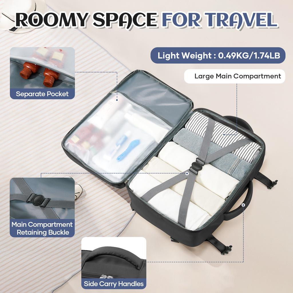 Large Capacity Travel Backpack 40x20x25 Ryanair Cabin Bag Underseat Business Laptop Backpack Casual Travel Bag
