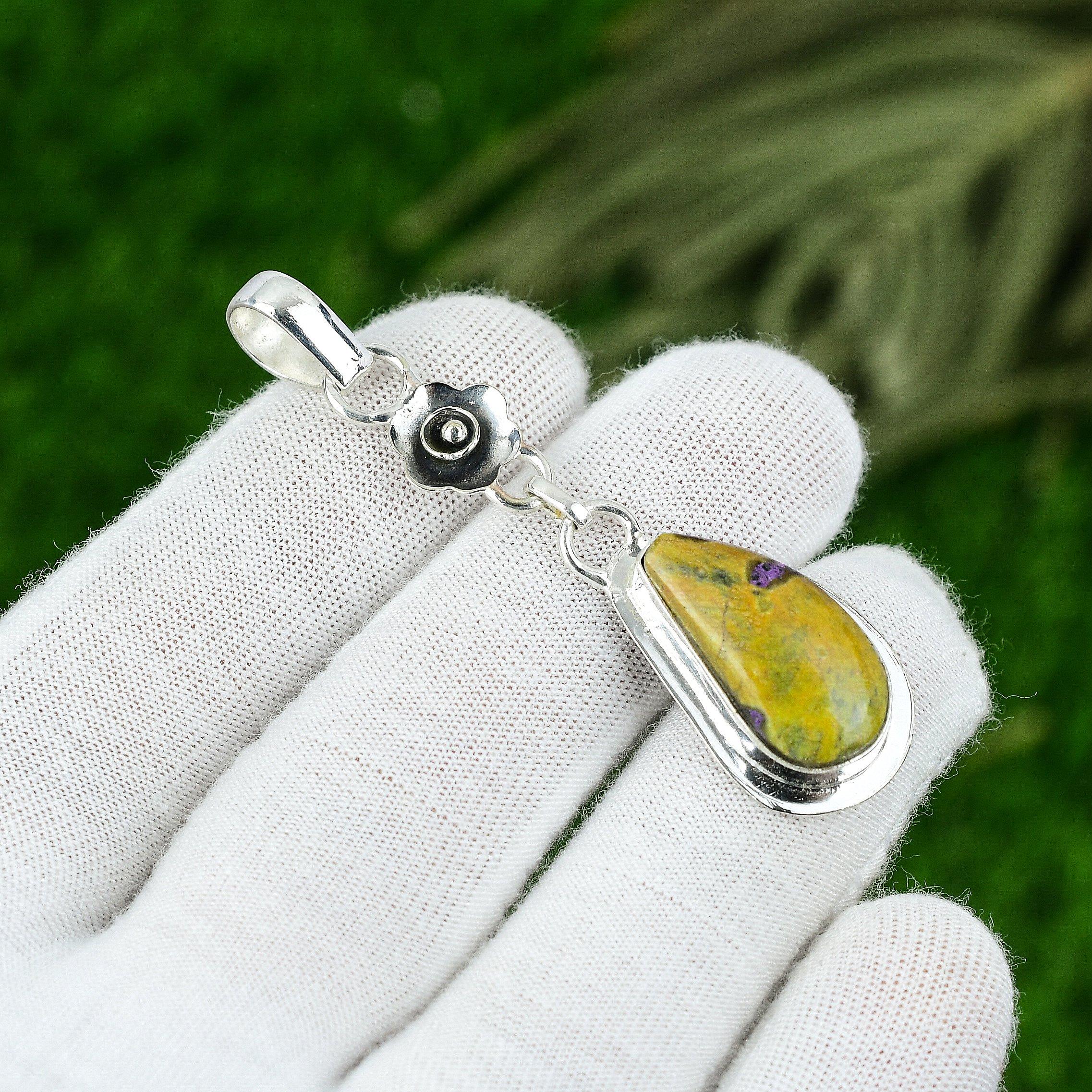 

Gift For Women Jewelry Pendant 925 Sterling Silver Natural Stichtite Gemstone