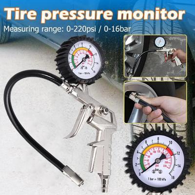 Car Tire Pressure Gauge 220 PSI High Precision Air Pressure Gun Monitor Tester Air Compressor Truck Motorcycle Tire Repair Tool