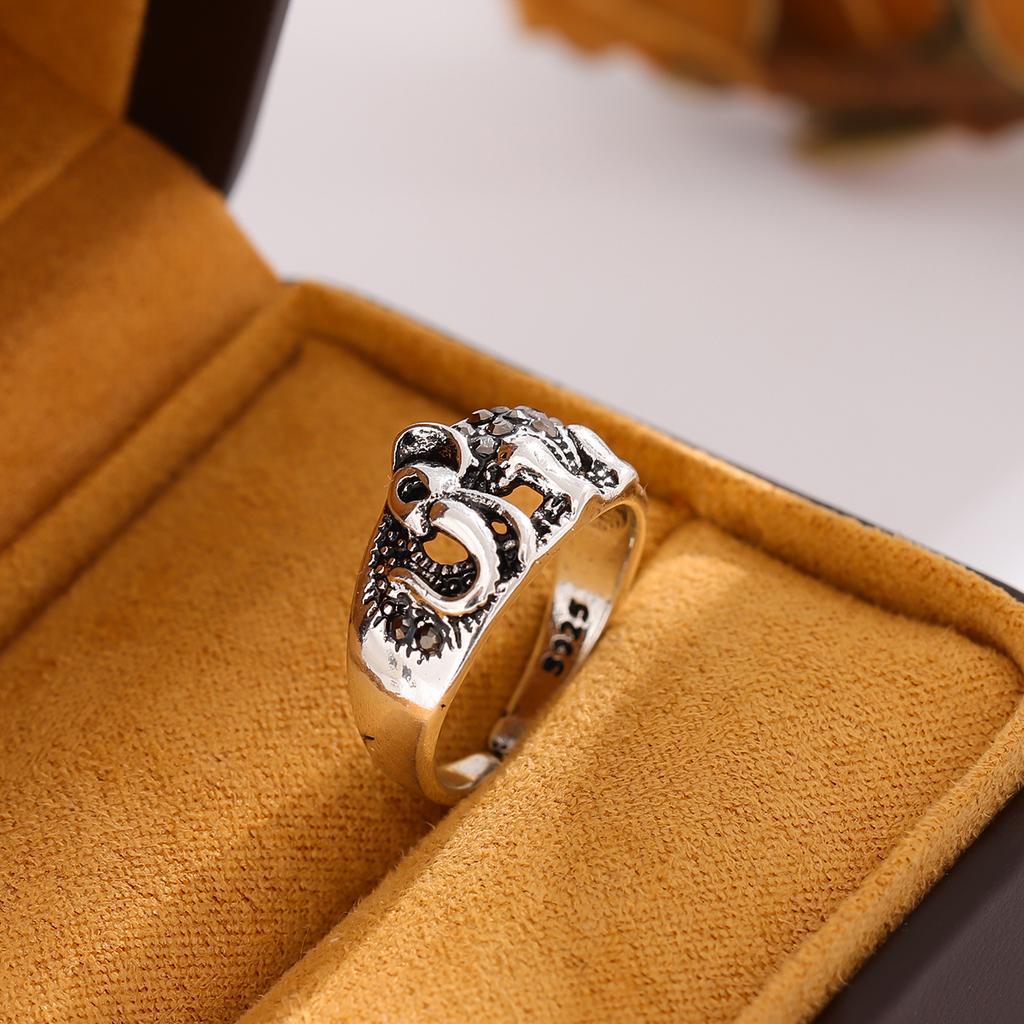 Creative Red Eyes Elephant 925 Sterling Silver Jewelry Auspicious Wishful Personality Animal Exquisite Opening Rings  R323