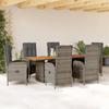 Vidaxl 7-Cz. Set di Mobili da Giardino con Cuscini, Grigio, Rattan PE
