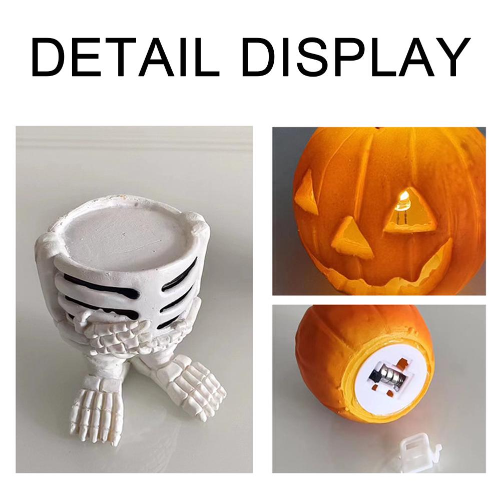 Ornament de cap de dovleac strălucitor, ornament de decor cu LED-uri horror pentru petrecere tematică