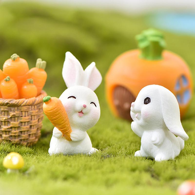 Sunmmer Rabbit Gift Figurines Fairy Garden Miniatures Resin Craft Landscape