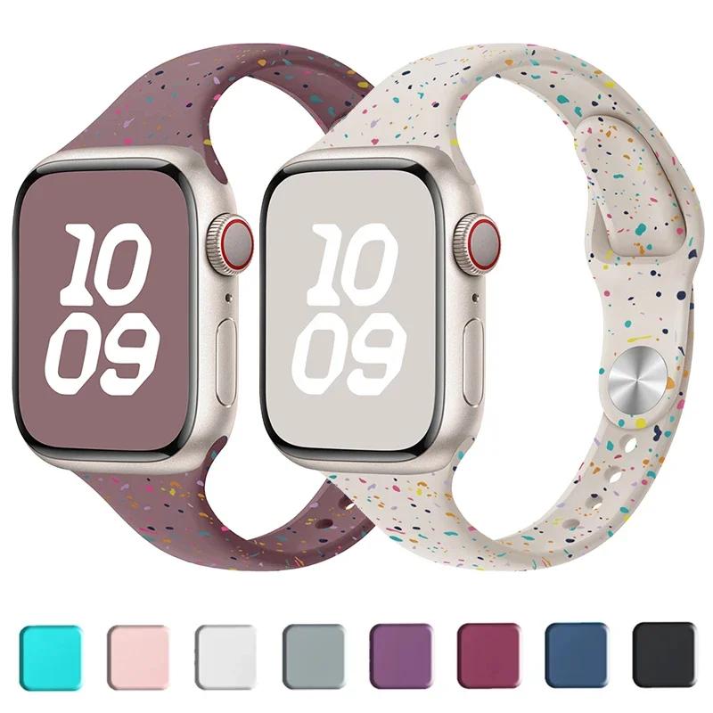 

Тонкий силиконовый ремешок для Apple watch ultra 44 мм band 41 мм 45 мм correa 38 мм 40 мм 49 мм спортивный браслет iWatch serie 8 7 6 5 se 4 3 38mm 40mm 41mm