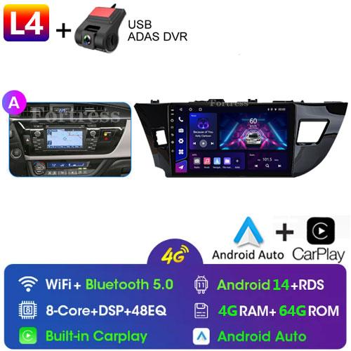 Android 14 2 Din Car Radio for Toyota Corolla Ralink 2014-2016 Multimedia Video Player Navigation MP5 Stereo Carplay Head Unit
