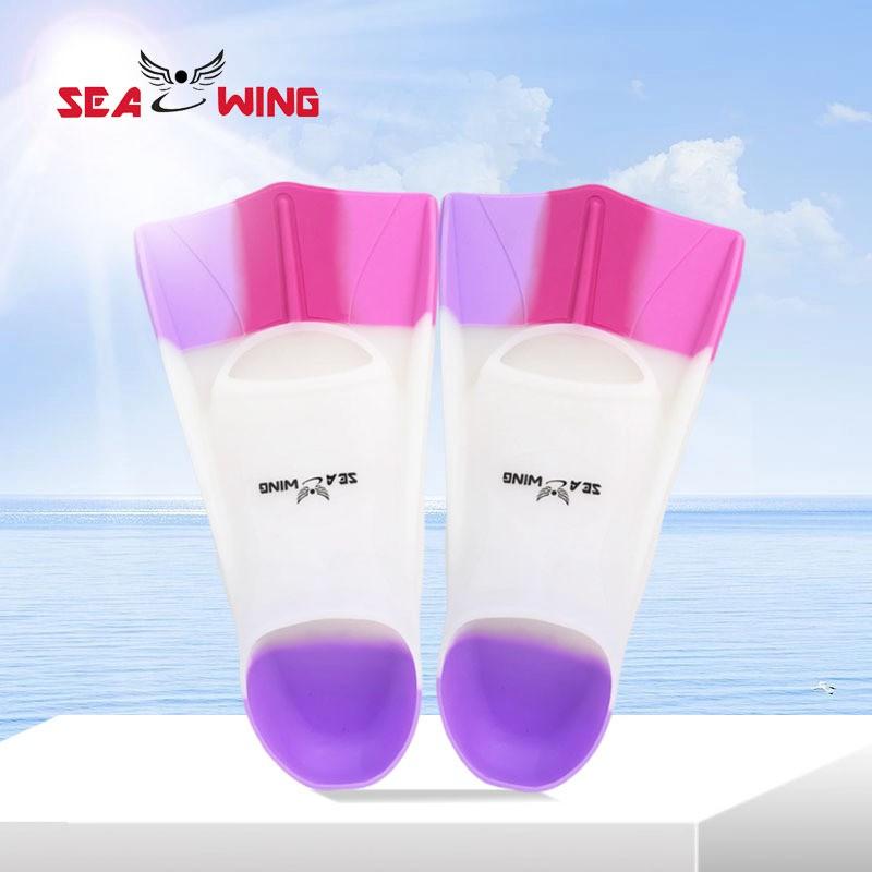 Kids Silicone Swim Fins Swimming Training Frog Kick Practice Lightweight Short Blade Dive Children Adults