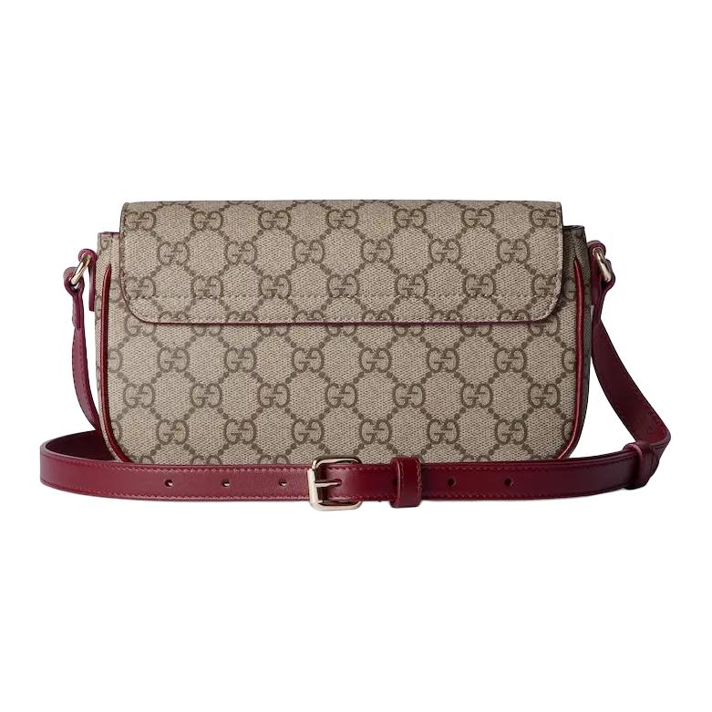 Gucci Double G Logo Cat Detail Coated Fabric Mini Shoulder Bag Women shoulder bag Deep-Red Brown 818764-FAEEP-8574