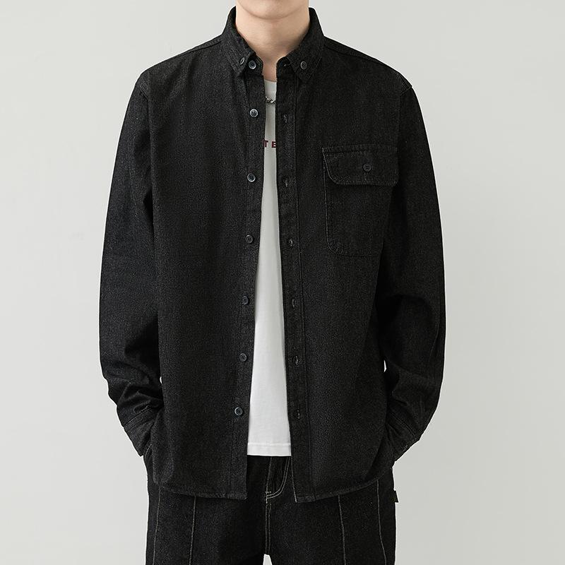 Men's thin denim long sleeved shirt