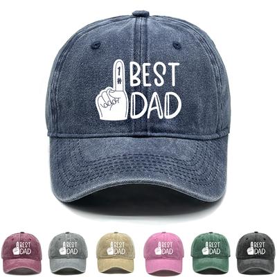 Casquette de Baseball Imprimée "1# MEILLEUR PAPA" White Palm Réglable Mode Casquette de Baseball Couleur Unie Chapeau de Soleil Toutes Saisons Pour Tenue Décontractée