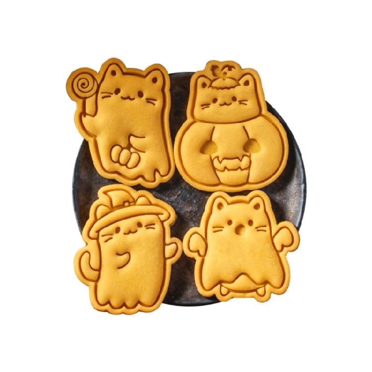 8PCS Cookie Molds Halloween Biscuit Moulds Biscuit Molding Cats Shape Kitchen Baking Supplies Dough Moulds for Cookie