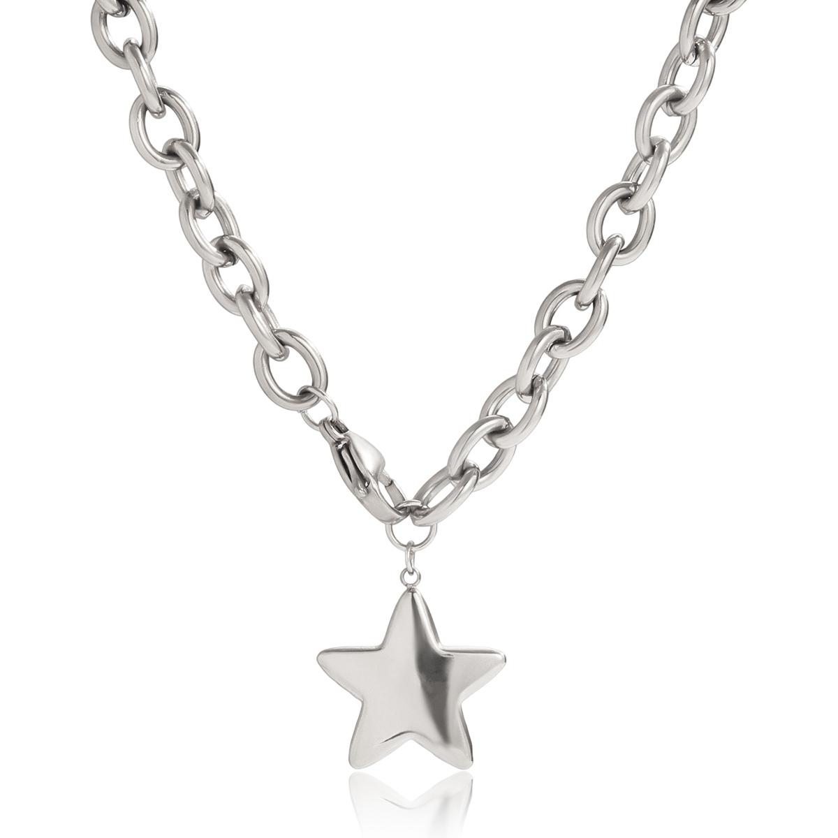 Yori Gold Silver Colorblock Polished Five-Pointed Star Pendant Necklace 18K PVD Plated Waterproof Popular Jewelry Wholesale