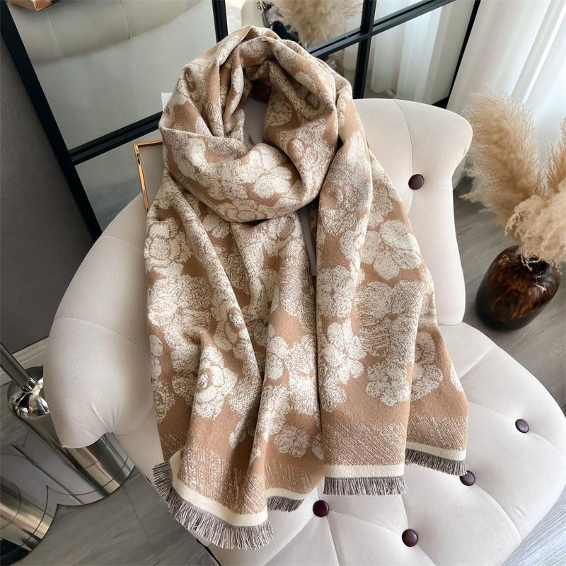 Luxury Winter Cashmere Scarf Women Design Warm Pashmina Blanket Poncho Scarves Female Shawl Wraps Thick Foulard Bufanda