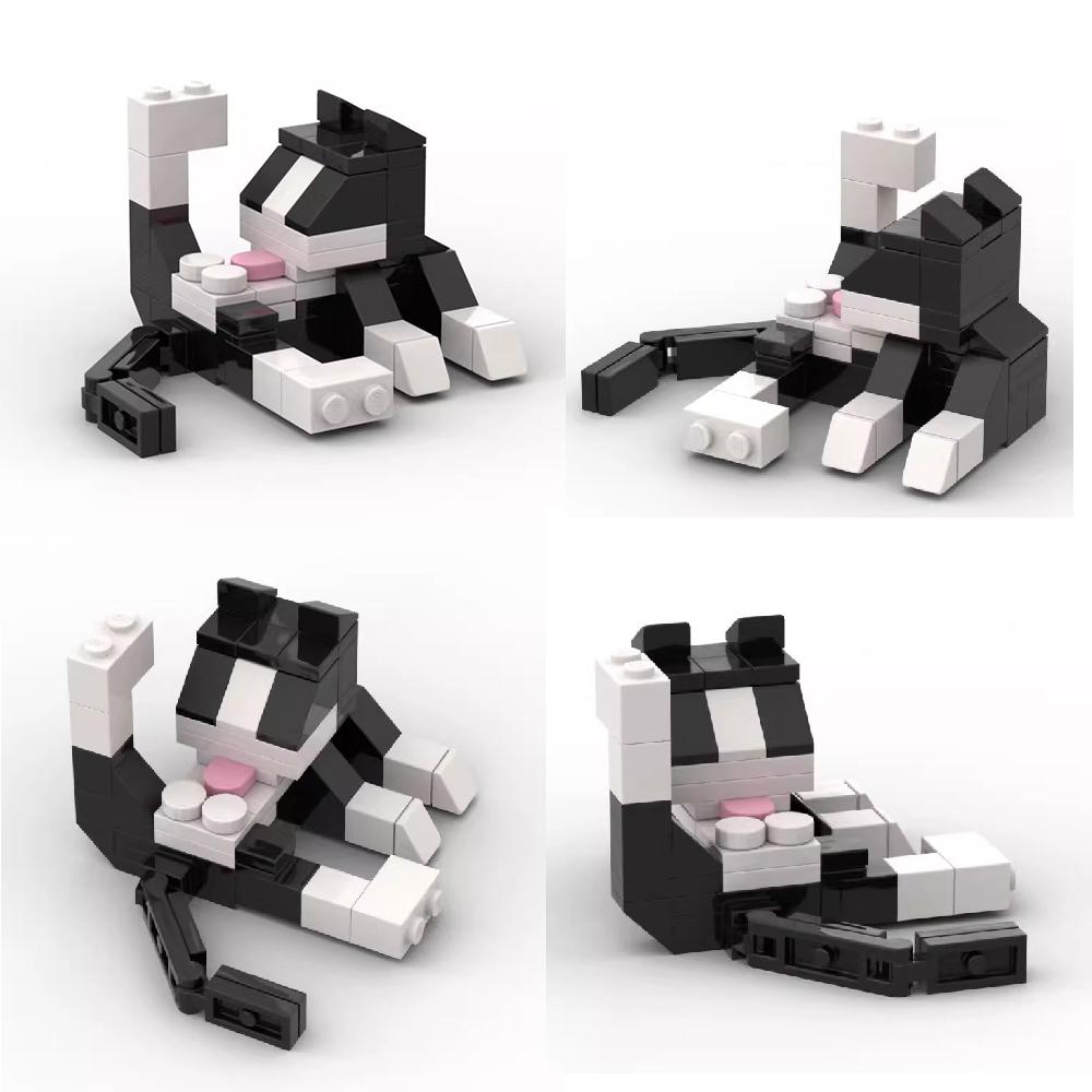 60Pcs/set Cat Figires Model Animal Series Building Blocks DIY Assembly Model Education Toys For kids Desktop Ornaments