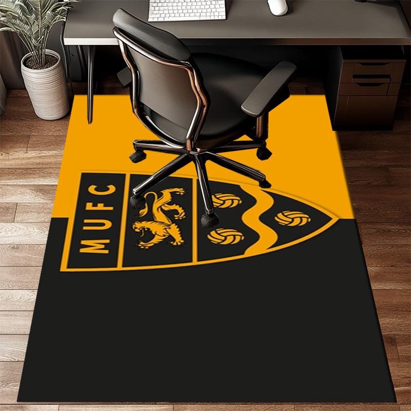 Football Crest Printed Office Carpet Chair Cushion Entryway Rug, Rugs for Living Room, Bedroom Christmas gifts