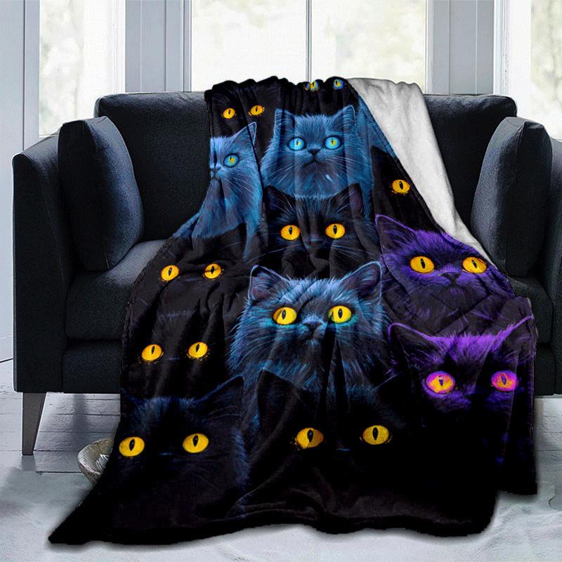1pc Cat Printing Lightweight Flannel Blanket, Comfortable and Warm Blanket, for Camping Sofa Bed and Couch Office, In All Seasons