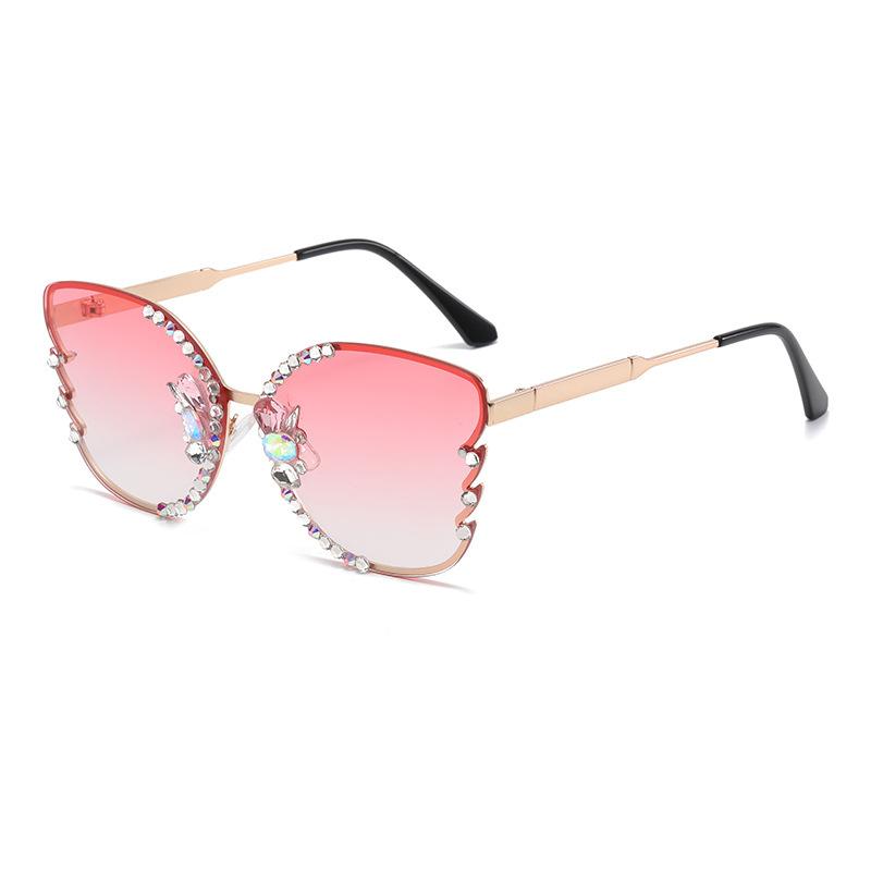 Large Frame Street Photography Diamond-set Sunglasses Fashionable Metal Womens Trendy Sunglasses