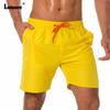 Ladiguard Plus size Men Leisure Flamingo Print Shorts 2022 Summer New Sexy Drawstring Shorts Male Casual Pocket Beach Half Pants