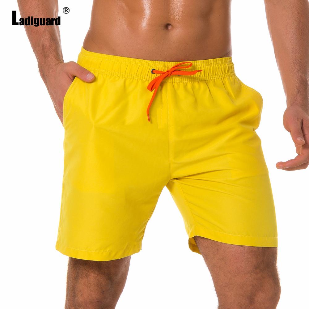 Ladiguard Plus size Men Leisure Flamingo Print Shorts 2022 Summer New Sexy Drawstring Shorts Male Casual Pocket Beach Half Pants