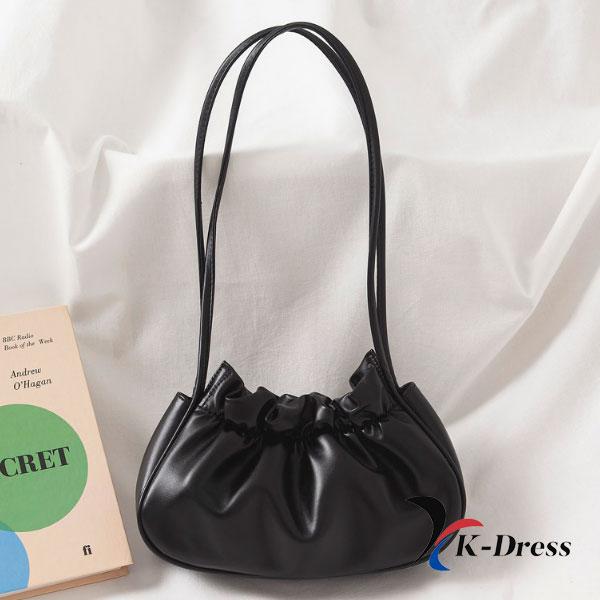 Shirring Long Handle Mini Shoulder Bag (2 Colors)