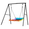 Swing Set for Backyard, 150 X 81 Cm Swing Seat with Heavy Duty A-Frame Metal Stand, 199.6 Kg Load Capacity, Reinforced with Spiral Ground Anchors,