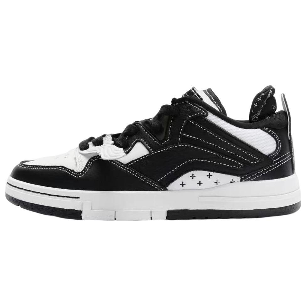 New SMFK x LiNing Wave Pro Coverage Anti Slip And Wear Resistant Low Top Skateboard Shoes Women's Black White AECS086-1