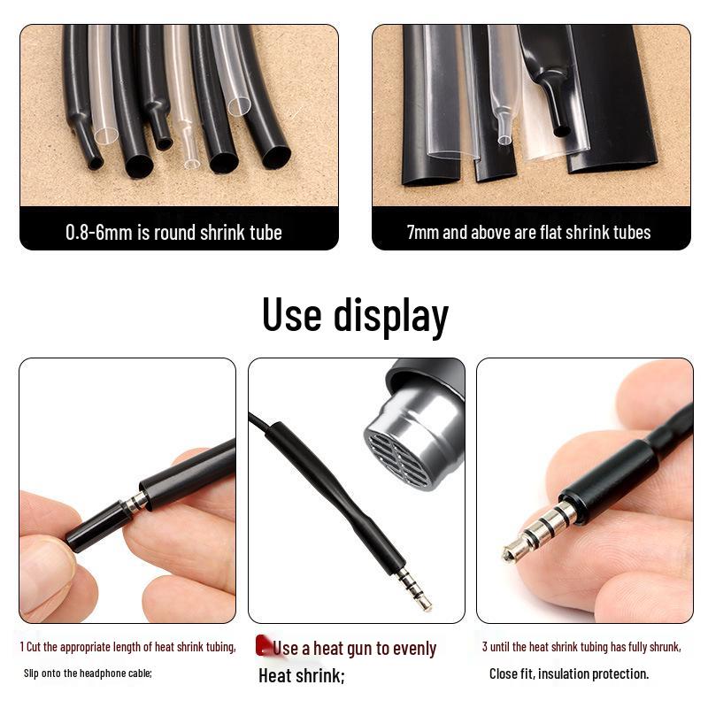 

Black Transparent Ultra-Thin Anti-Slip Heat Shrink Tube - Wear-Resistant, Glossy Protective Sleeve Transparent Inner Diameter Φ1mm (1m)