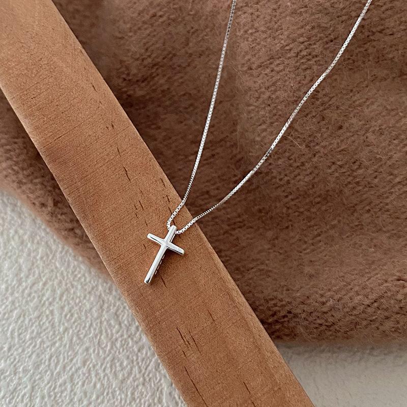 Einfaches Temperament Kreuz Halskette Süß Exquisit INS Stil Schlüsselbein Kette Silberschmuck